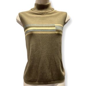 GUC - Nine & Company Green Blue Yellow Mock Turtle Neck Knit Tank - Size Large